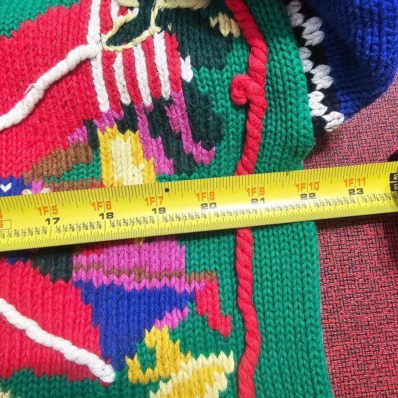 Lisa Coufal Just Better Sweaters Sz 1/M Rudolph Christmas Cardigan Hand Knit VTG - Picture 6 of 8